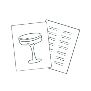 Icoon van een cocktailglas met een menukaart voor een event op maat